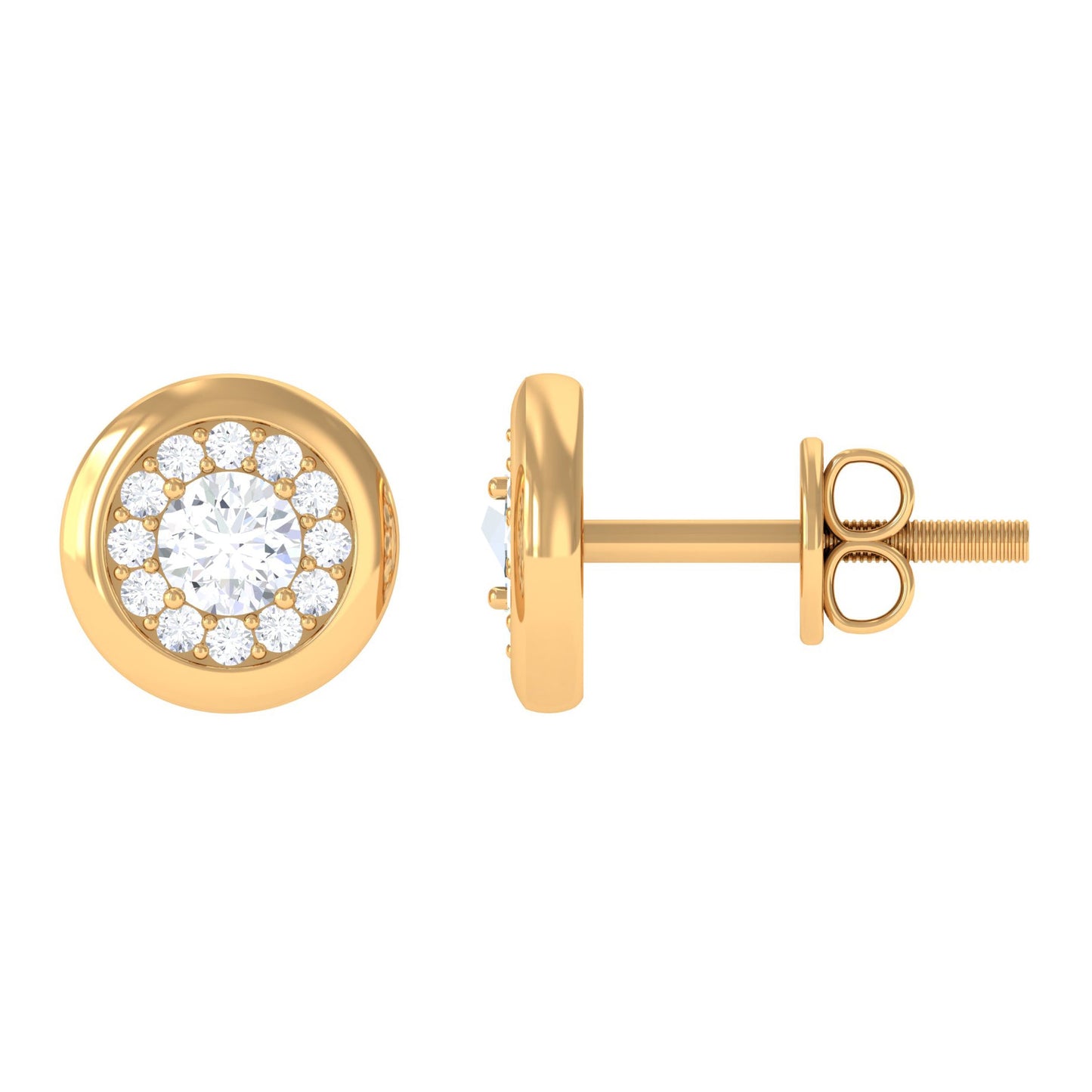 Certified Real Diamond Cluster Stud Earrings with Screw Back