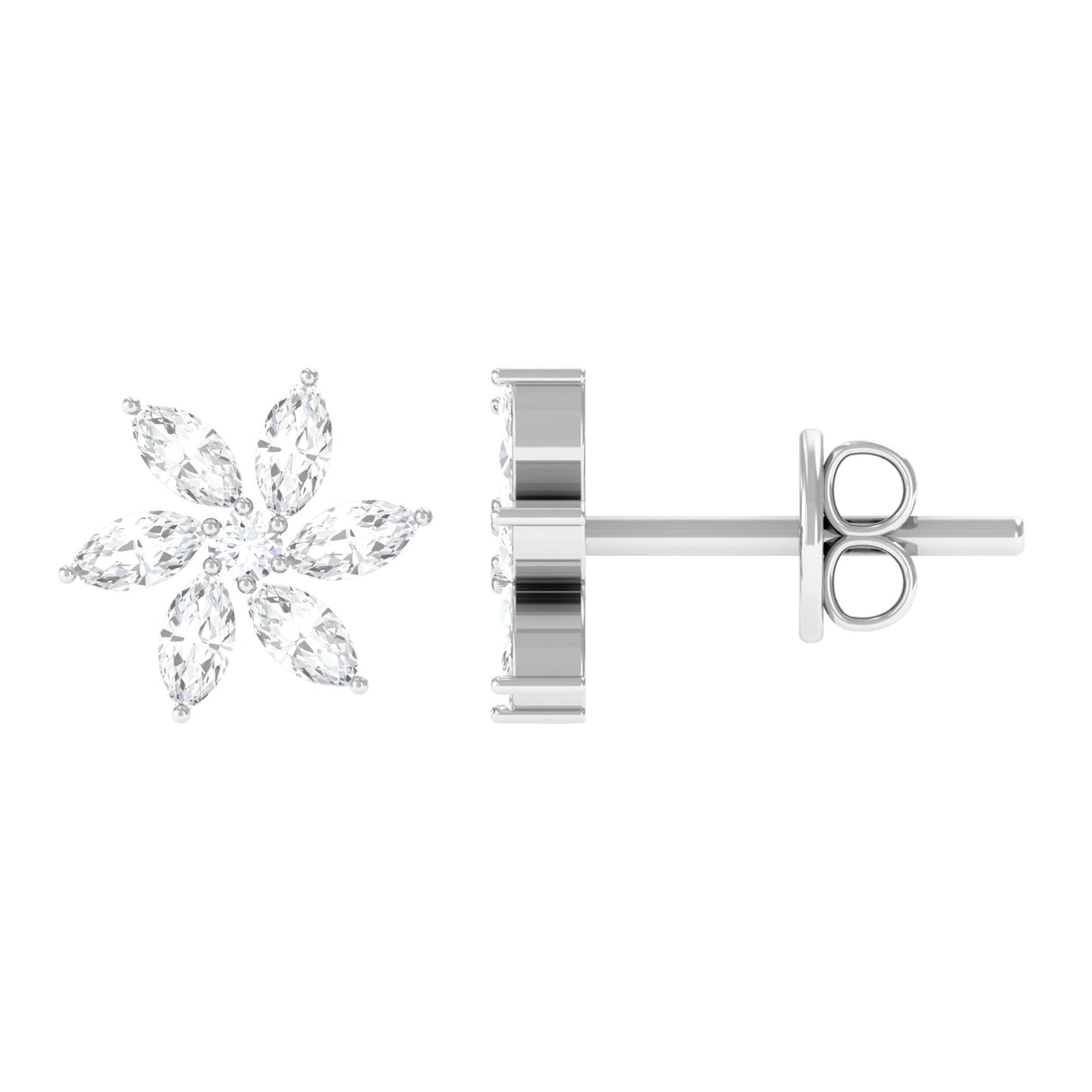 Natural Diamond Flower Earrings for Everyday