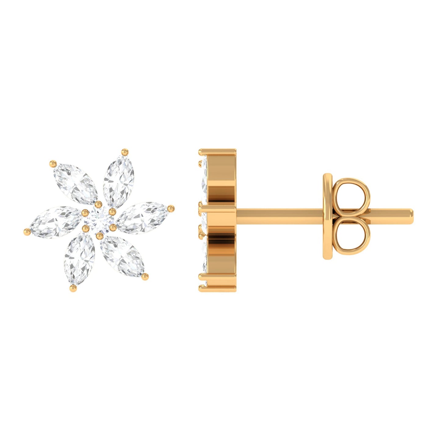Natural Diamond Flower Earrings for Everyday