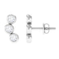 Bezel Set Round Moissanite Three Stone Stud Earrings