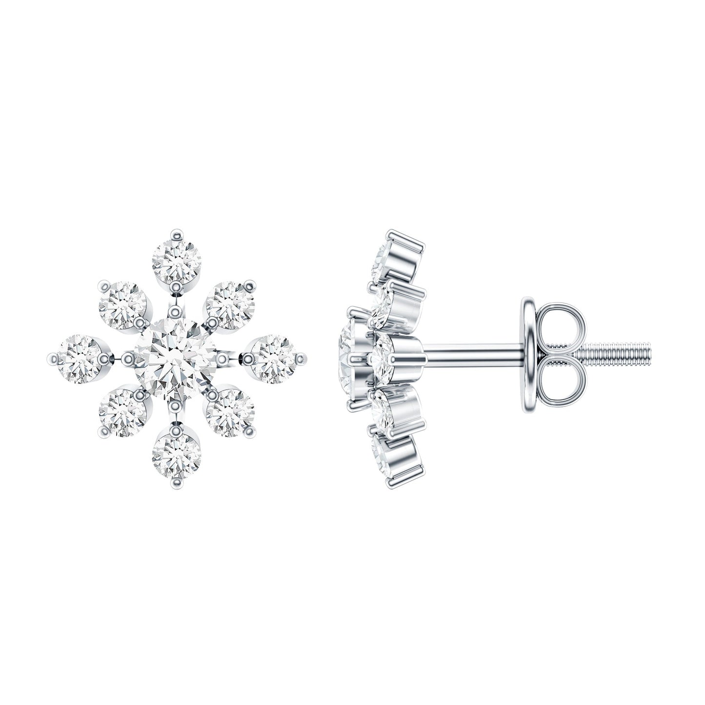 Certified Moissanite Floral Stud Earrings for Women