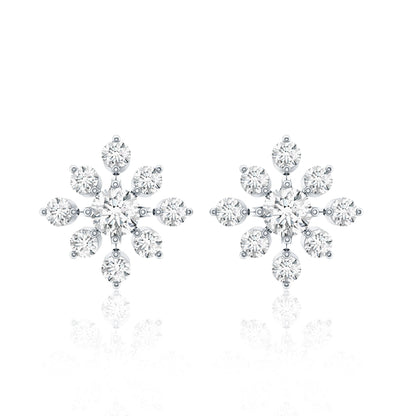 Certified Moissanite Floral Stud Earrings for Women