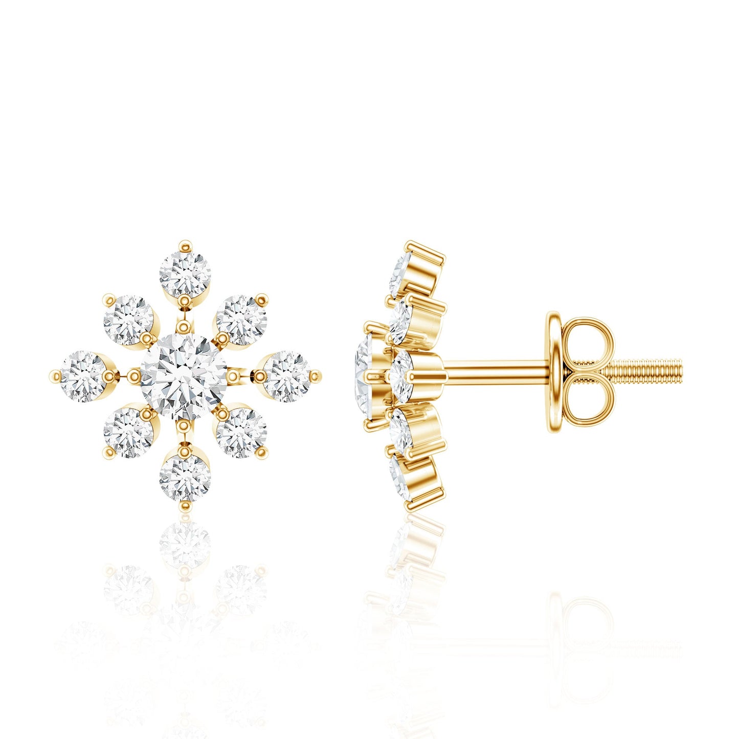 Certified Moissanite Floral Stud Earrings for Women