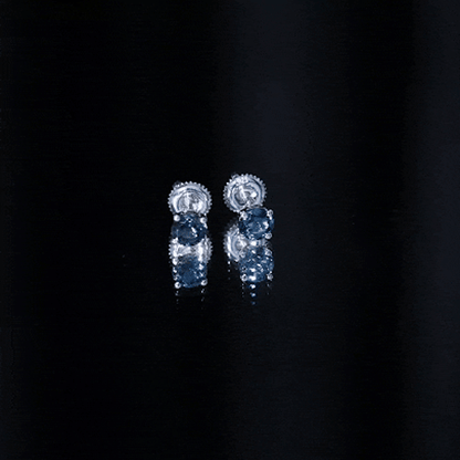 Genuine London Blue Topaz Solitaire Stud Earrings in Prong Setting