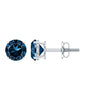 Genuine London Blue Topaz Solitaire Stud Earrings in Prong Setting