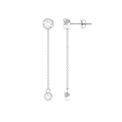 Certified Moissanite Long Chain Dangle Earrings