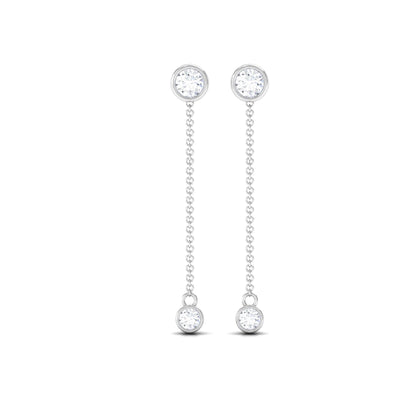 Certified Moissanite Long Chain Dangle Earrings