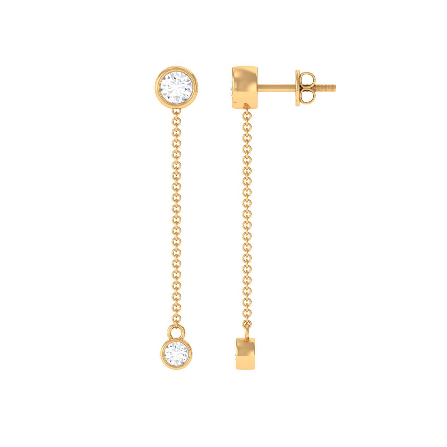Certified Moissanite Long Chain Dangle Earrings