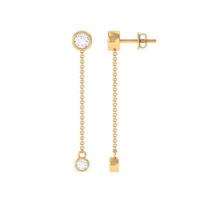Certified Moissanite Long Chain Dangle Earrings