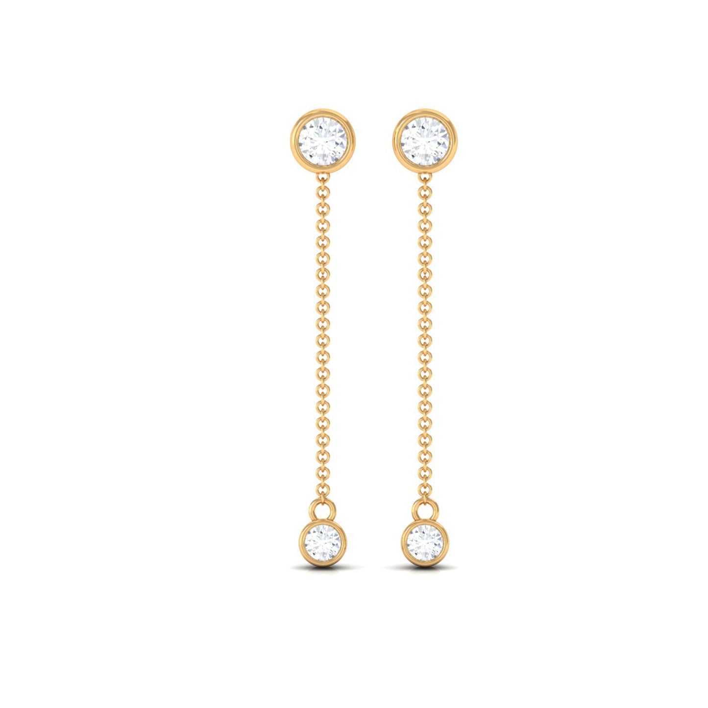 Certified Moissanite Long Chain Dangle Earrings