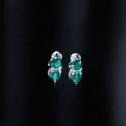 7MM Heart Shape Lab Created Emerald Solitaire Stud Earrings