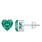 7MM Heart Shape Lab Created Emerald Solitaire Stud Earrings