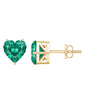 7MM Heart Shape Lab Created Emerald Solitaire Stud Earrings