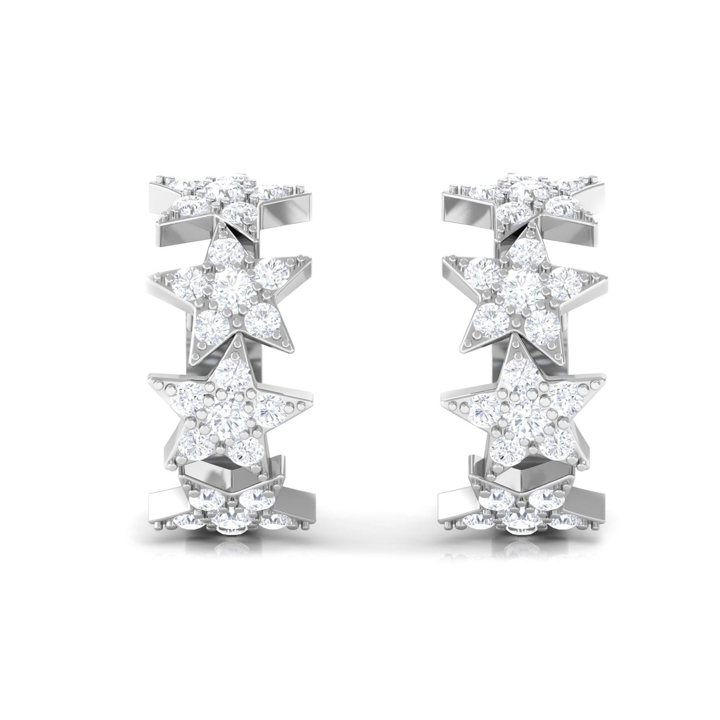 Certified Moissanite Star Hoop Earrings
