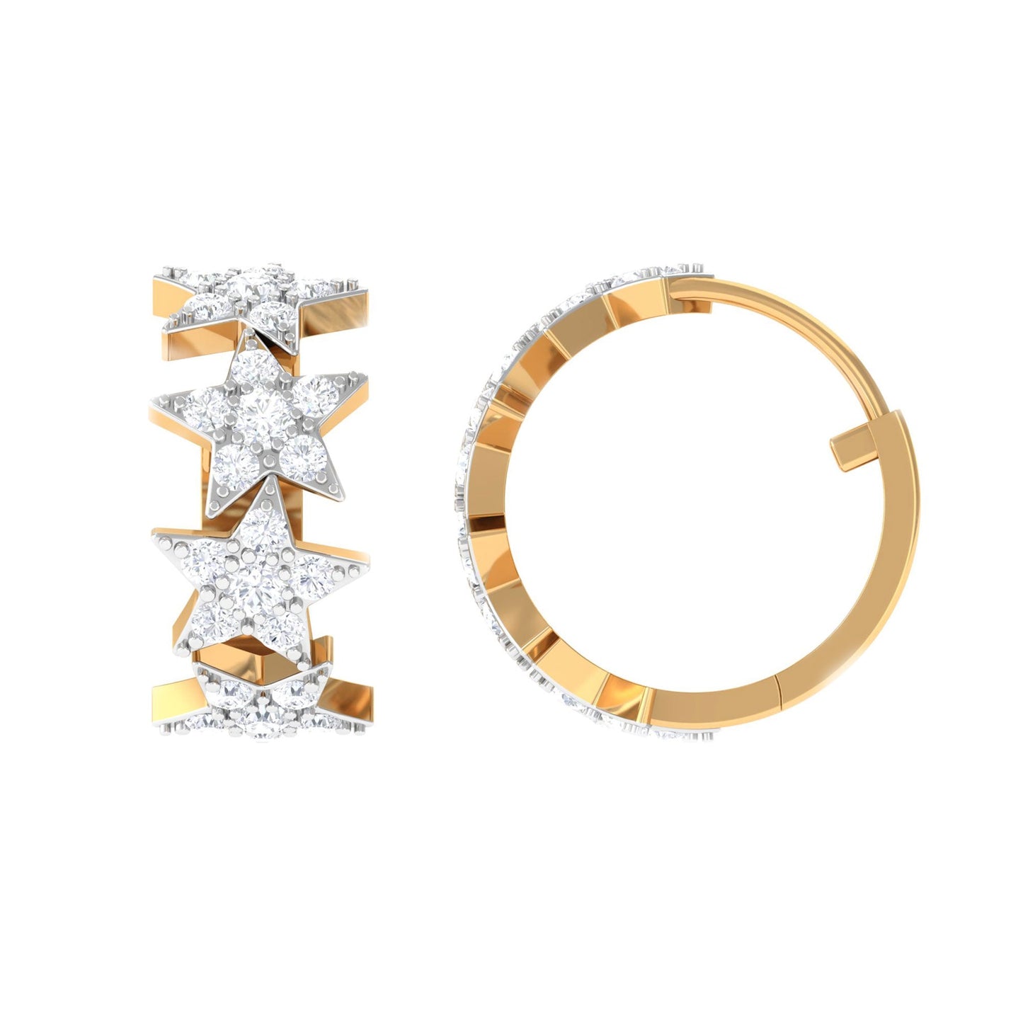 Certified Moissanite Star Hoop Earrings