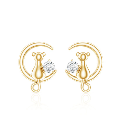 Certified Cat Moon Earrings with Moissanite
