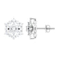 Certified Moissanite Flower Cluster Earrings with Screw Back