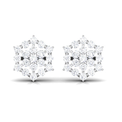 Certified Moissanite Flower Cluster Earrings with Screw Back
