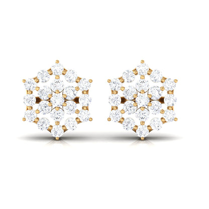 Certified Moissanite Flower Cluster Earrings with Screw Back