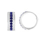 Lab Created Blue Sapphire and Diamond Hoop Earrings For Her