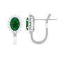 1.7 Carat Oval Cut Created Emerald and Diamond Halo Stud Earrings