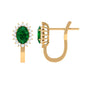 1.7 Carat Oval Cut Created Emerald and Diamond Halo Stud Earrings