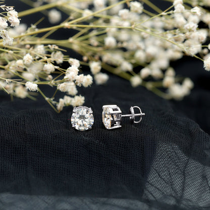 4.2 Carat Round Cut Moissanite Solitaire Stud Earrings
