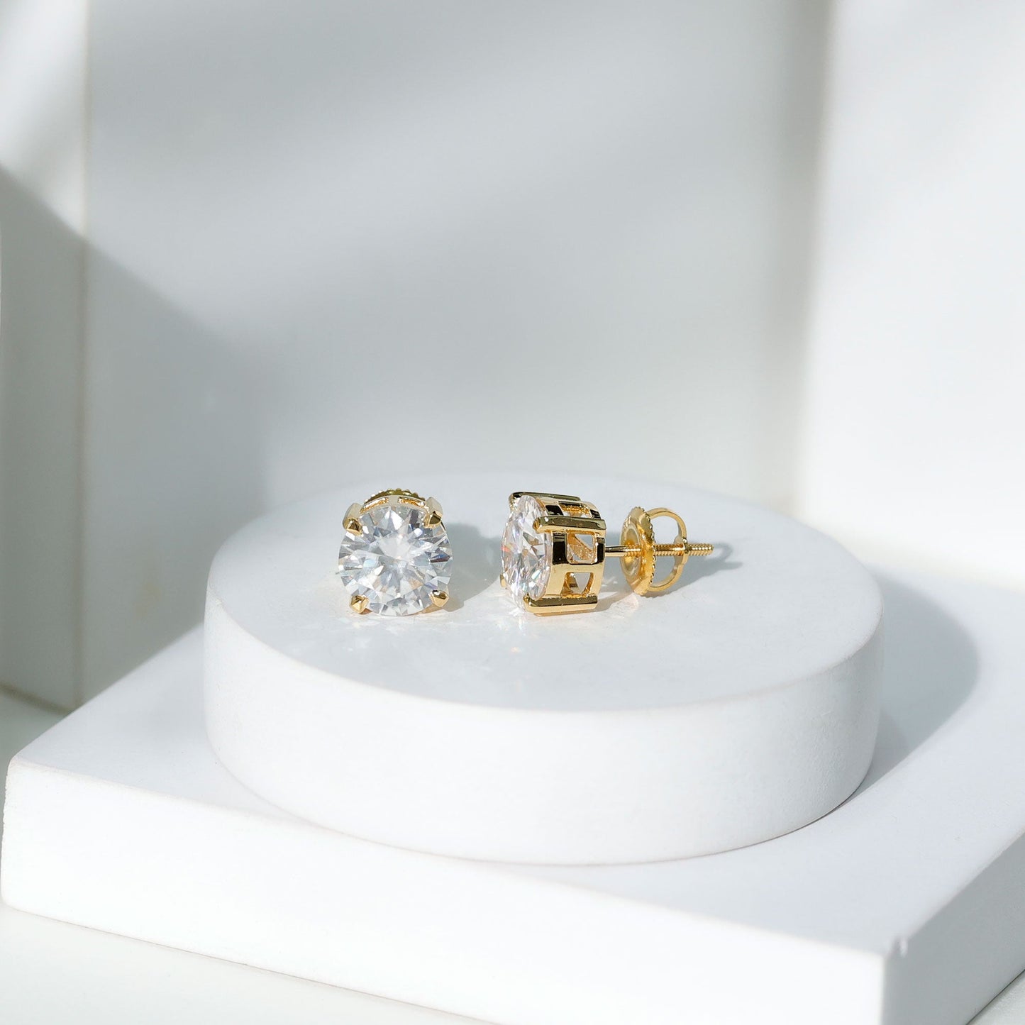 4.2 Carat Round Cut Moissanite Solitaire Stud Earrings