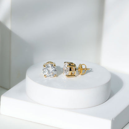 4.2 Carat Round Cut Moissanite Solitaire Stud Earrings