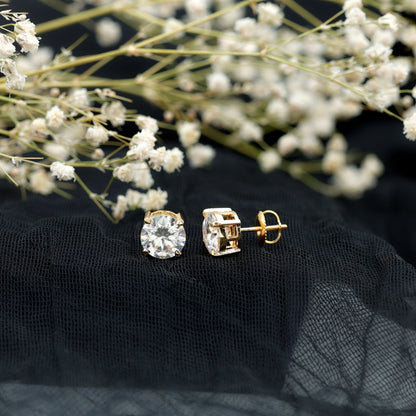 4.2 Carat Round Cut Moissanite Solitaire Stud Earrings