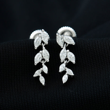 Marquise Cut Moissanite Bridal Dangle Earrings
