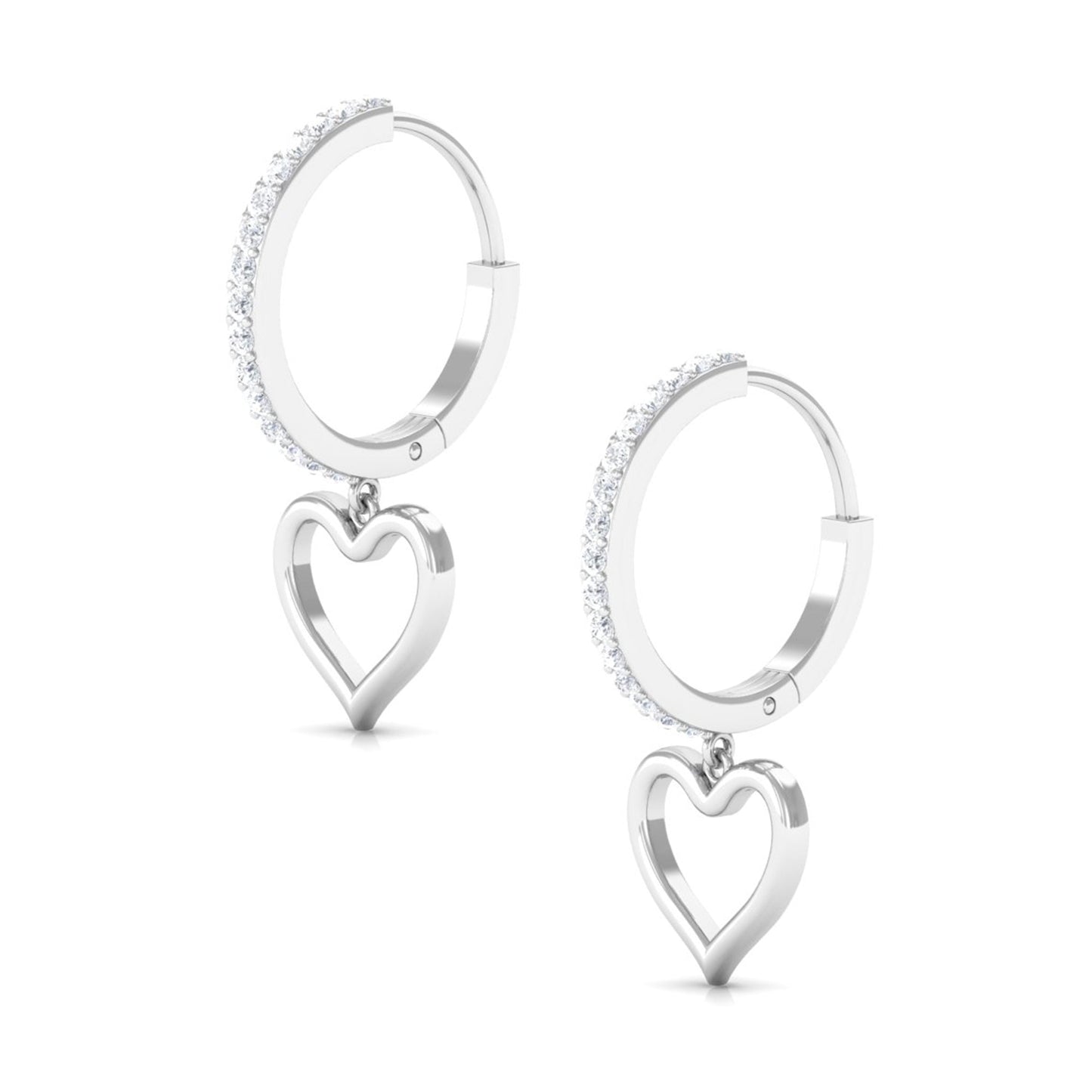 Certified Moissanite Heart Drop Hoop Earrings for Women