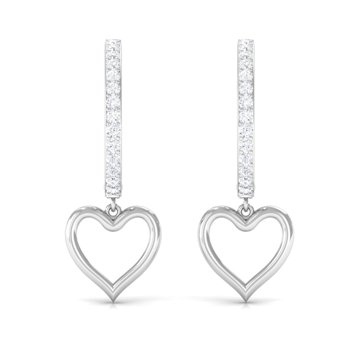 Certified Moissanite Heart Drop Hoop Earrings for Women