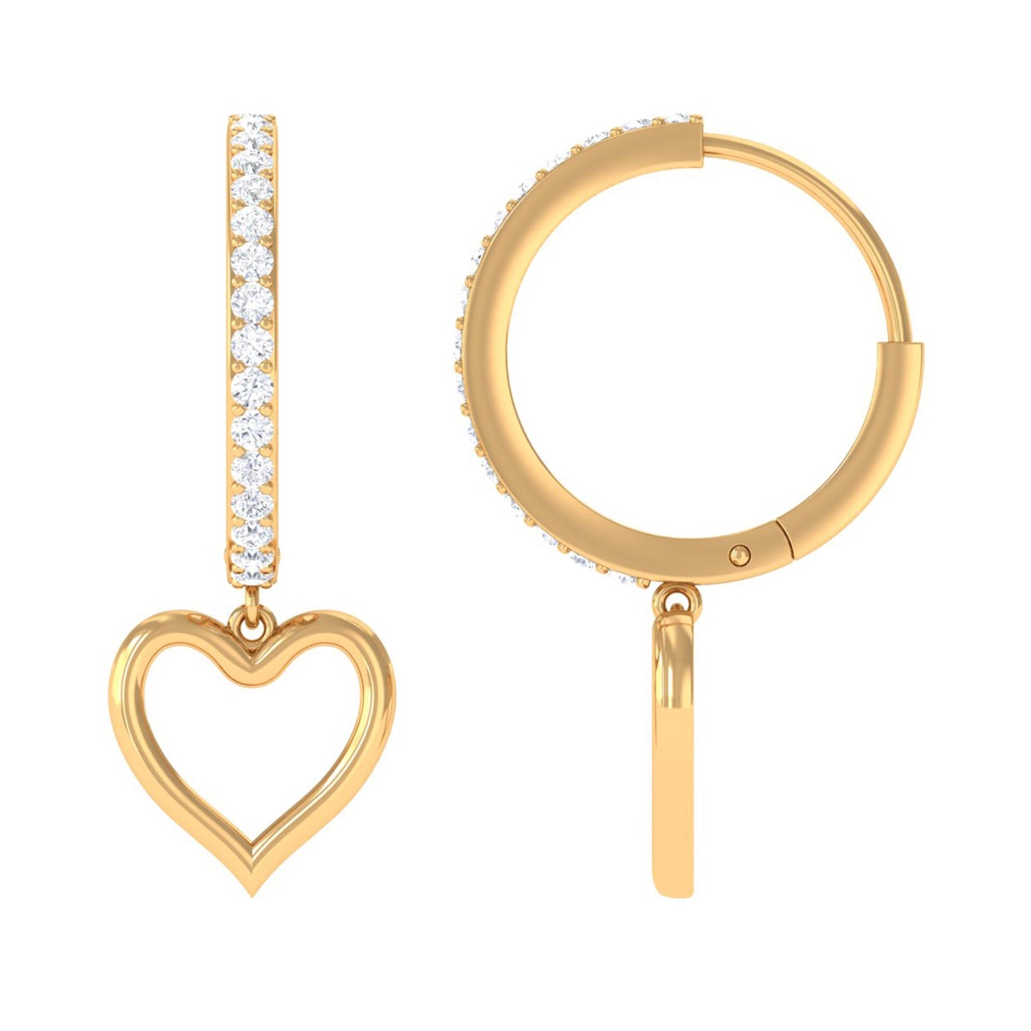 Certified Moissanite Heart Drop Hoop Earrings for Women