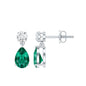 Pear Cut Lab Created Emerald and Moissanite Teardrop Earrings