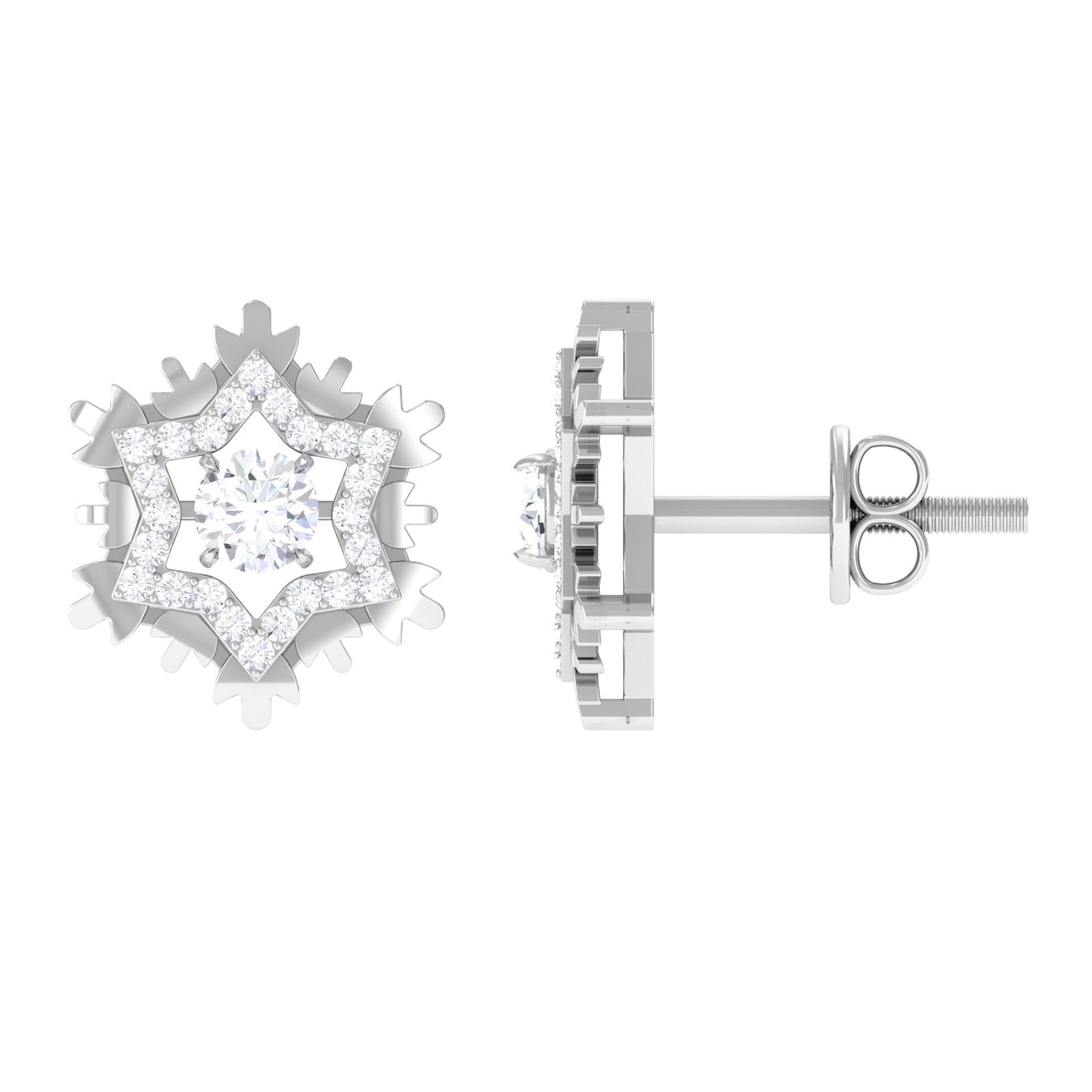 Certified Moissanite Snowflake Earrings for Women