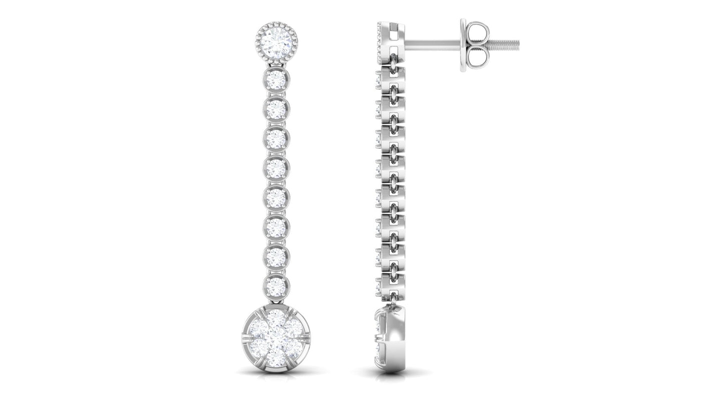 Round Moissanite Dangle Chain Earrings