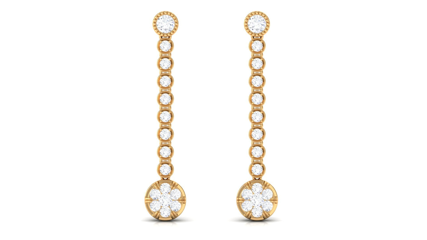 Round Moissanite Dangle Chain Earrings