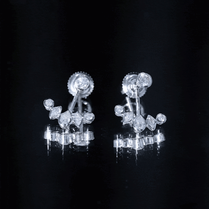 Bezel Set Certified Moissanite Ear Jacket Earrings for Women