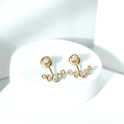 Bezel Set Certified Moissanite Ear Jacket Earrings for Women