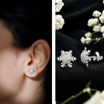 Certified Moissanite Snowflake Stud Earrings