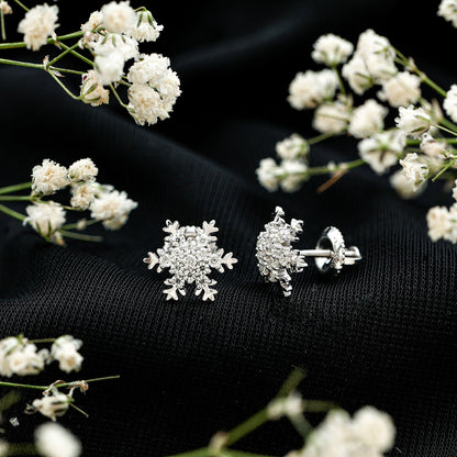 Certified Moissanite Snowflake Stud Earrings