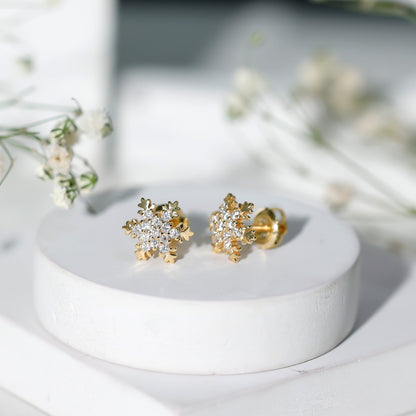 Certified Moissanite Snowflake Stud Earrings