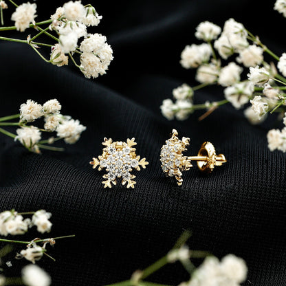 Certified Moissanite Snowflake Stud Earrings