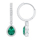 2 Carat Lab Created Emerald Teardrop Hoop Earrings with Moissanite