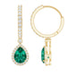 2 Carat Lab Created Emerald Teardrop Hoop Earrings with Moissanite