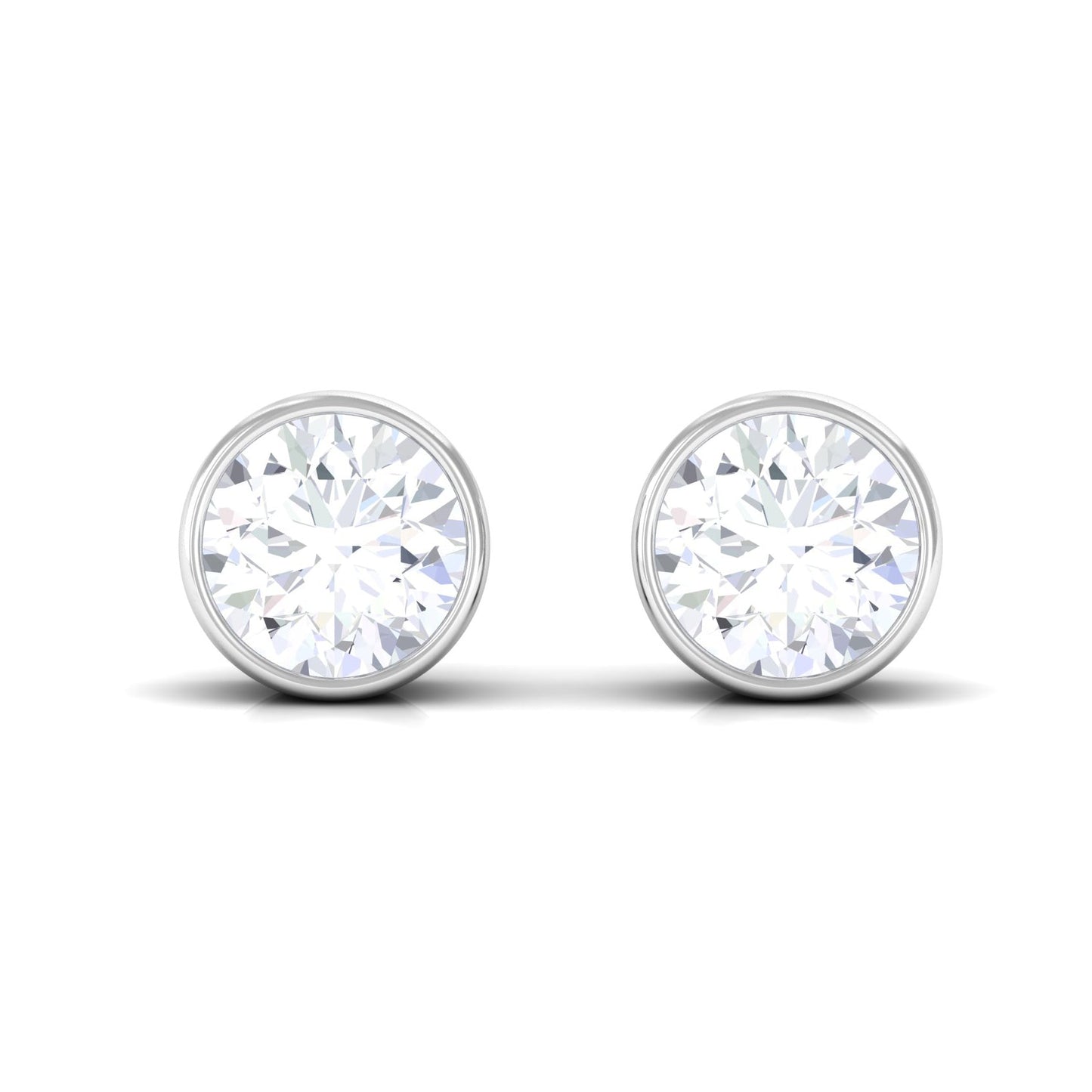 Bezel Set Round Shape Solitaire Moissanite Stud Earrings