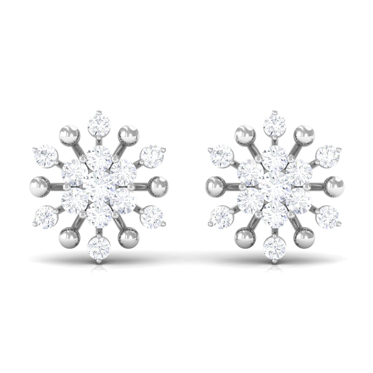 Moissanite Floral Cluster Stud Earrings