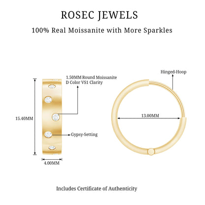 Certified Moissanite Hinged Hoop Earrings