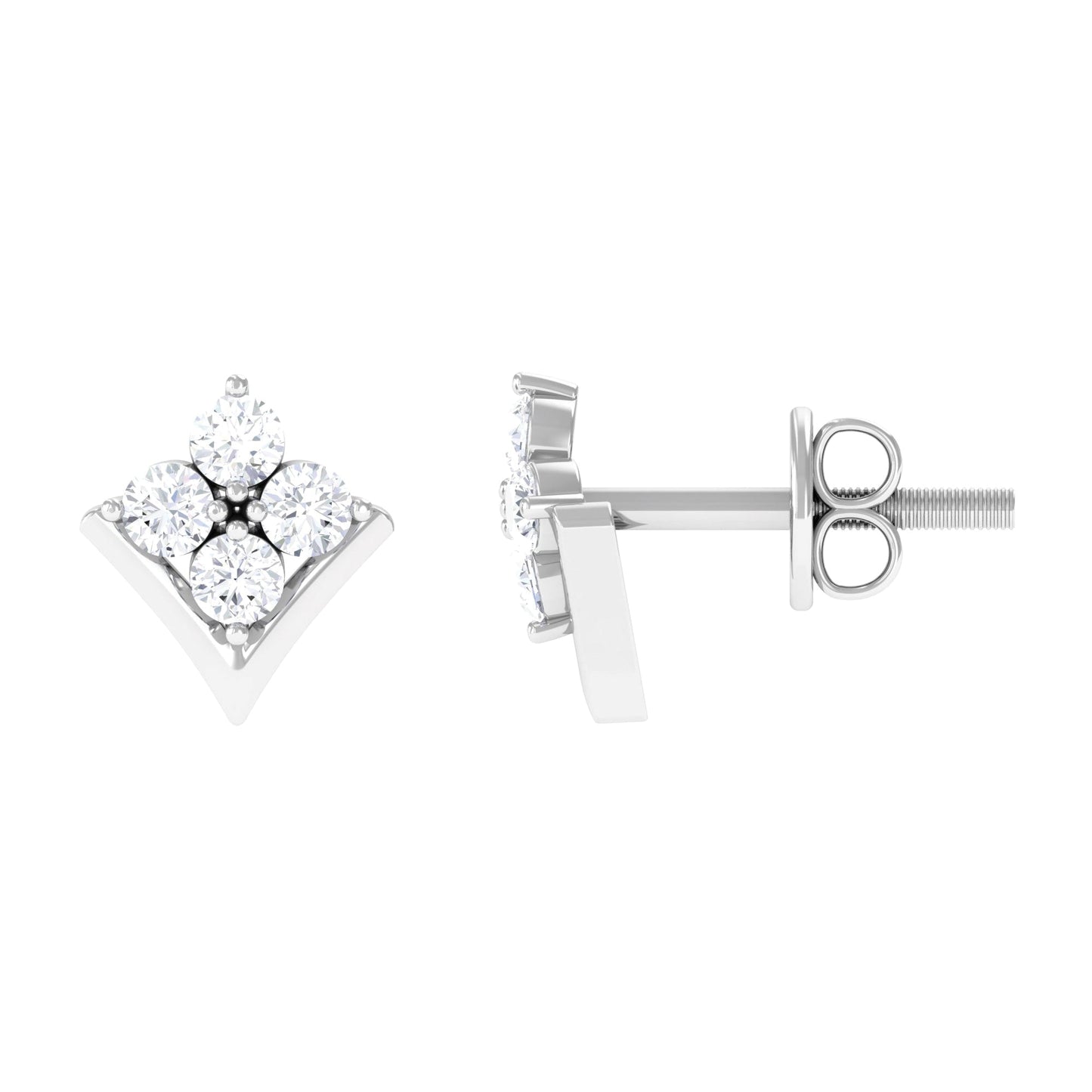 Certified Moissanite Flower Stud Earrings with Screw Backs